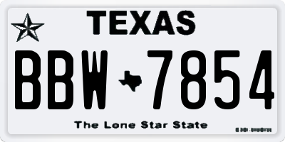 TX license plate BBW7854
