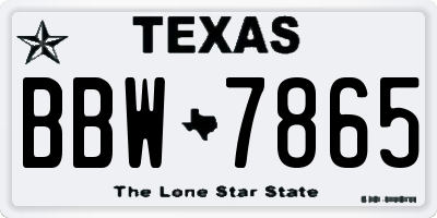 TX license plate BBW7865
