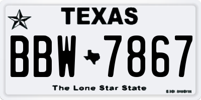 TX license plate BBW7867