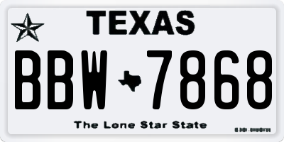 TX license plate BBW7868