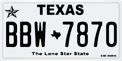 TX license plate BBW7870