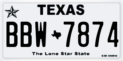 TX license plate BBW7874