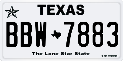 TX license plate BBW7883