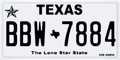 TX license plate BBW7884
