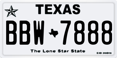 TX license plate BBW7888