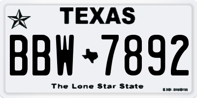 TX license plate BBW7892