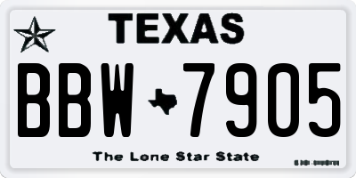 TX license plate BBW7905