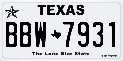 TX license plate BBW7931