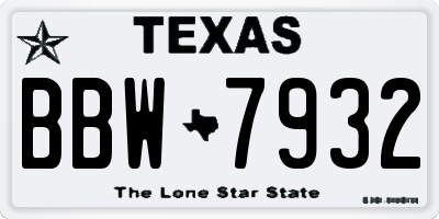 TX license plate BBW7932