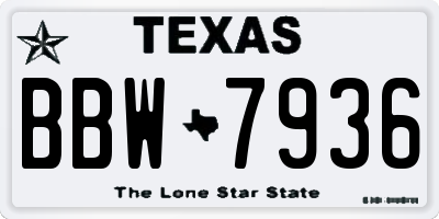 TX license plate BBW7936