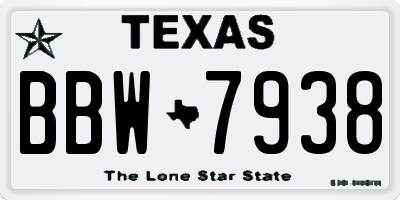 TX license plate BBW7938