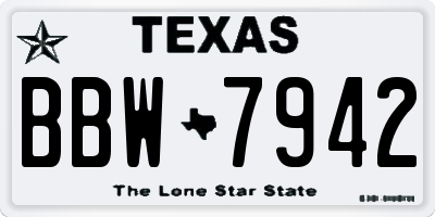 TX license plate BBW7942