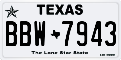 TX license plate BBW7943