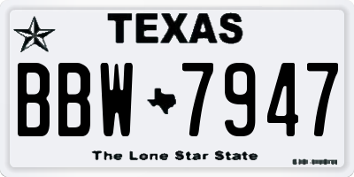 TX license plate BBW7947