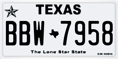 TX license plate BBW7958