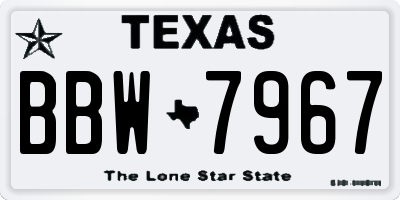 TX license plate BBW7967