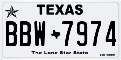 TX license plate BBW7974