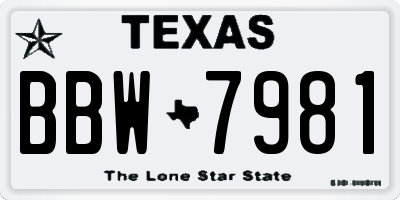 TX license plate BBW7981