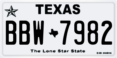 TX license plate BBW7982