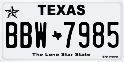 TX license plate BBW7985