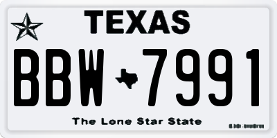 TX license plate BBW7991