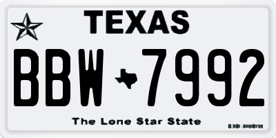 TX license plate BBW7992