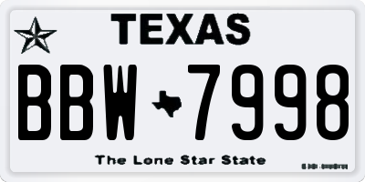 TX license plate BBW7998