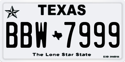 TX license plate BBW7999