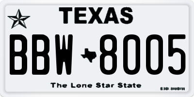 TX license plate BBW8005