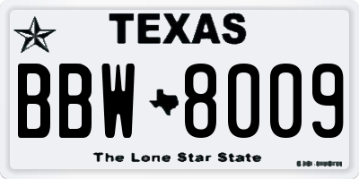 TX license plate BBW8009