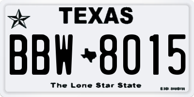 TX license plate BBW8015