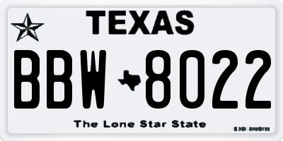 TX license plate BBW8022