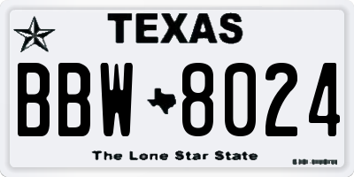 TX license plate BBW8024