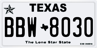 TX license plate BBW8030