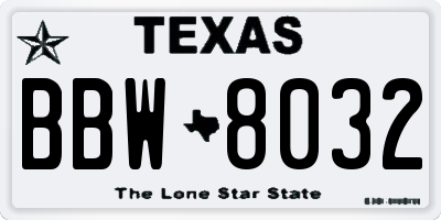 TX license plate BBW8032
