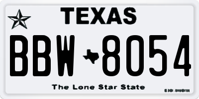 TX license plate BBW8054