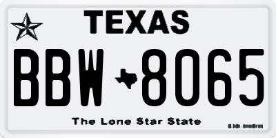 TX license plate BBW8065