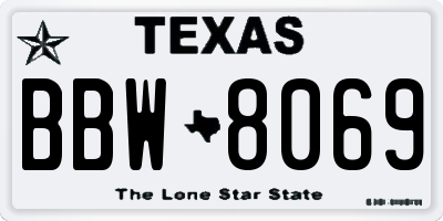TX license plate BBW8069