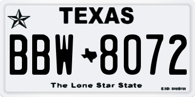 TX license plate BBW8072