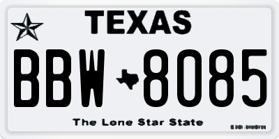 TX license plate BBW8085