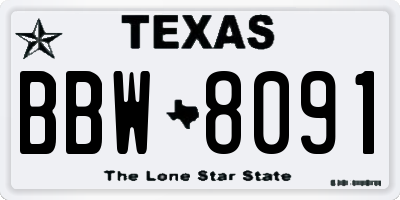 TX license plate BBW8091