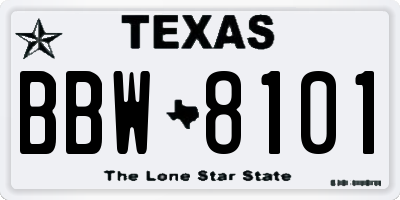 TX license plate BBW8101