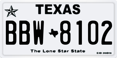 TX license plate BBW8102