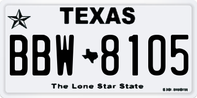 TX license plate BBW8105