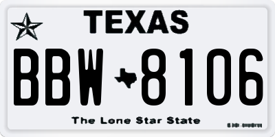 TX license plate BBW8106