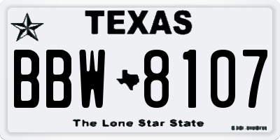 TX license plate BBW8107