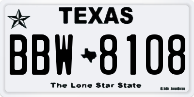 TX license plate BBW8108