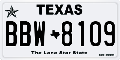 TX license plate BBW8109