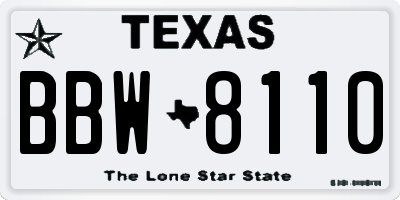TX license plate BBW8110