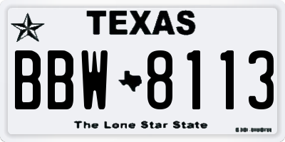 TX license plate BBW8113
